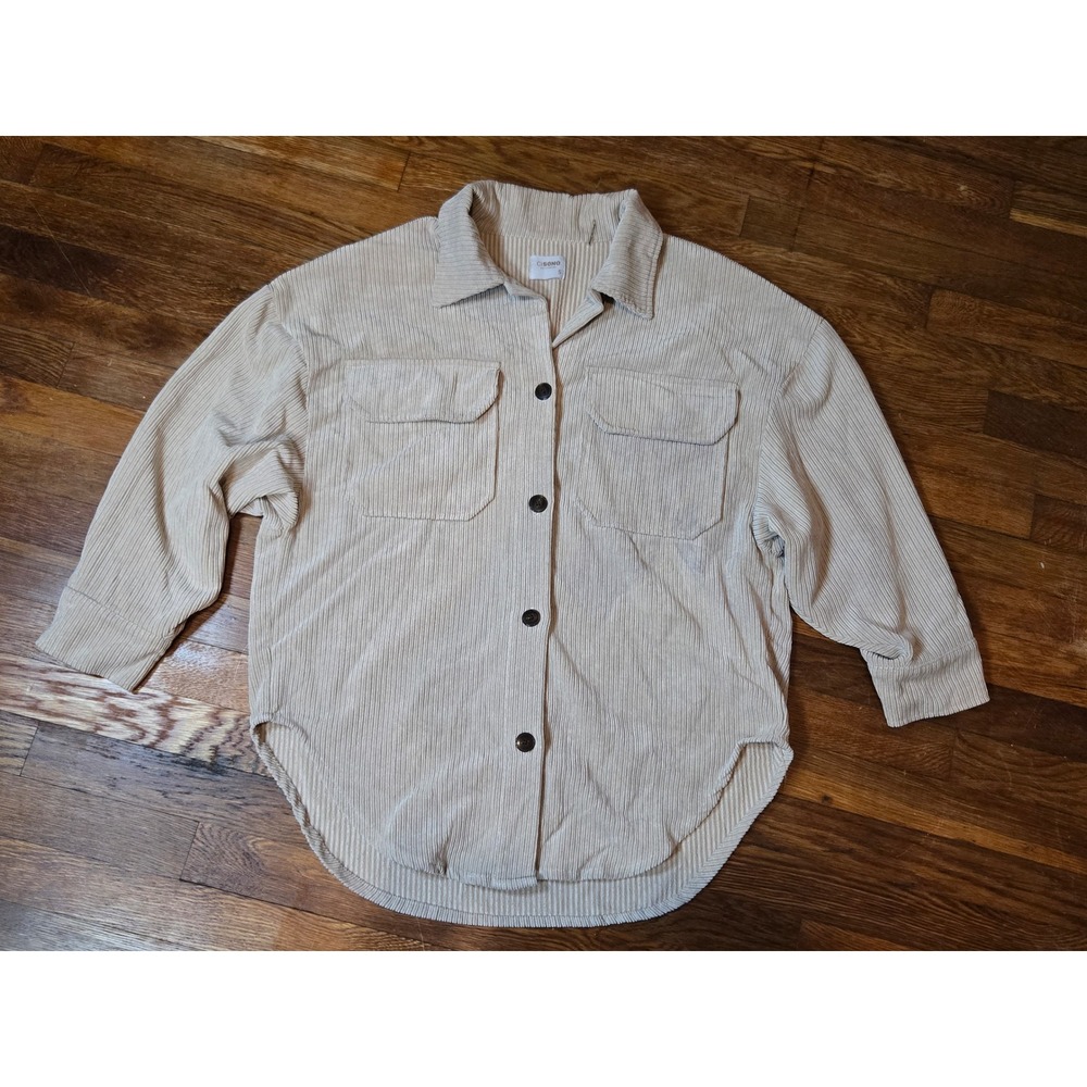 Cisono Outerwear Corduroy Shacket Beige Button Down Shirt Jacket Small SHKT65